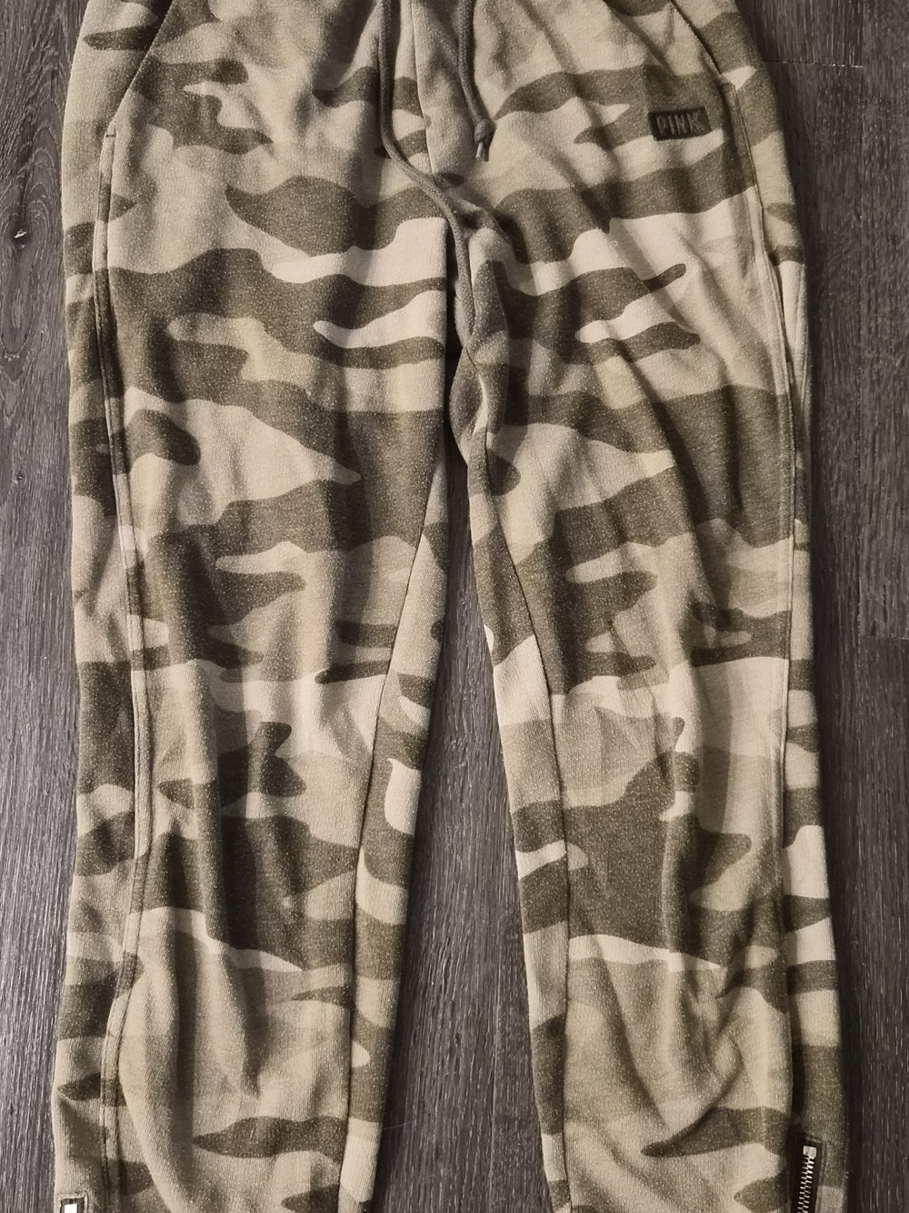 PINK Victoria's Secret Olive Green Camo Fleece Joggers